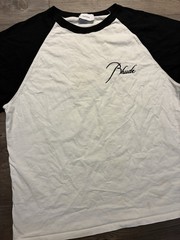 Rhude Raglan T-Shirt Men’s Size M Short Sleeve Embroidered Logo White Black