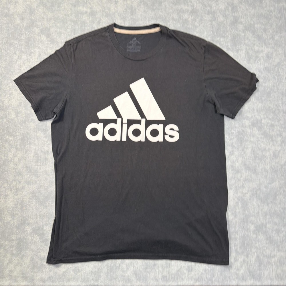Adidas Shirt Mens L Black The Go-To Performance Logo Graphic Tee Tagless Sports