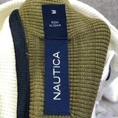 Nautica Shirt Mens Medium White Thermal Mock Neck Henley Long Sleeve Nautical