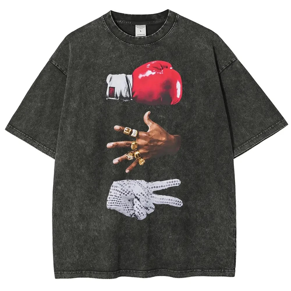 Retro Hip Hop “Boxing Championship Rings and Gloves” Graphic T-Shirt – Vintage W