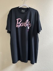 Barbie Mens Black ShortSleeve Crewneck Logo Graphic T- shirt Size 2XL (50-52)NEW