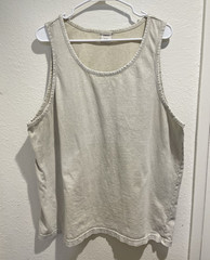 Urban Outfitters Mens XL Tank Top Cream Beige Acid Vintage Wash Cotton Boxy Fit