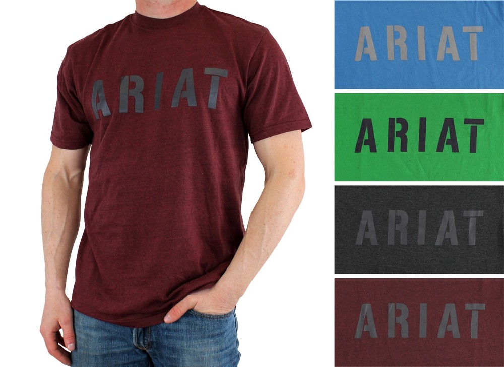 Ariat Rebar Men’s T-Shirt Cotton Strong Block Graphic Logo Short Sleeve Work Tee