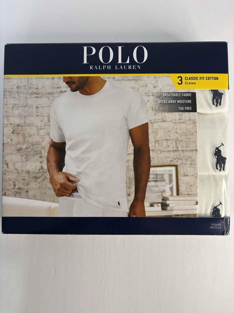 Polo Ralph Lauren NCCNP3 Classic Fit 100% Cotton Crew T-Shirt-M- 3 Pack 1F