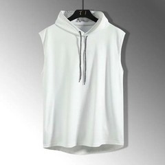 Solid Color Men’s Tank Tops Vest Sleeveless Tees For Male Hooded