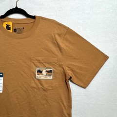 Carhartt Relaxed Fit Small Pocket T-Shirt Camo Logo Brown Short Sleeve Tee NWT