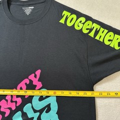 Men’s Graphic T-Shirt Medium Black Neon Smiley Face Unity Rave Streetwear NWOT