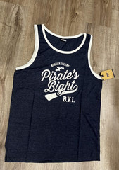 MV Sport Tank Top Mens Large Navy Heather Norman Island Pirate’s Bight BVI Beach