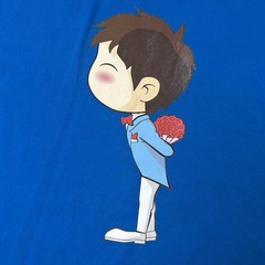 Kai Kai Fu Shi Blue Graphic Anime Chibi Character T Shirt Mens M L