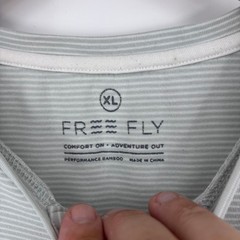 Free Fly Henley Shirt Mens XL Gray Striped Bamboo Performance Short Sleeve