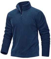 Mens Quarter Zip Sweatshirt Long Sleeve Pullover 1/4 Zip Winter Fleece Lined Top