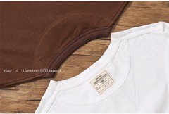 Mens Long Sleeve Shirts Soild Color Heavy Cotton Retro Casual T-Shirts