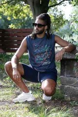 D555 Mens Hawaii Printed Sleeveless T-Shirt Vest Blue S M L XL XXL (601520-R)