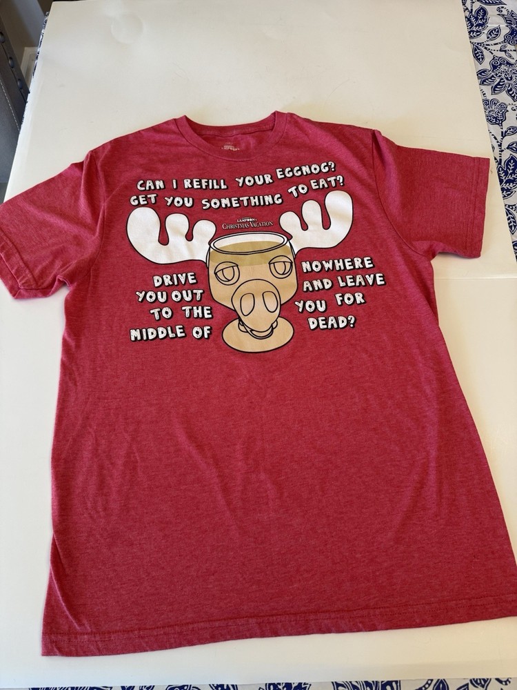 National Lampoon’s Christmas Vacation Can I Fill Your Eggnog Sz Medium Tee EUC