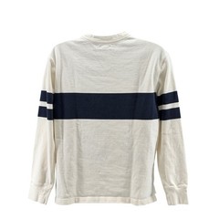 J.Crew Oarsman Mens M Cream Navy Blue Always Striped Long Sleeve Cotton Crewneck