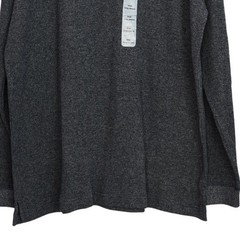 High Stretch Mens Long Sleeve Henley Shirt Size XL Gray Ribbed