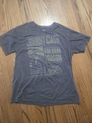 Johnny Cash Folsom Prison Sun Record Co Men’s XL Gray T-Shirt Distressed Graphic