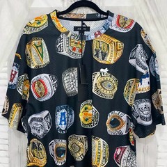 Akoo XXL T-shirt Black Championship Rings Streetwear Graphic Short Sleeve B49