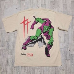 Men’s Loiter × Marvel Green Goblin HUGE Graphic Off White Cotton Shirt Size M
