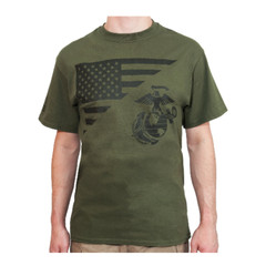 US Marine Corps Flag and EG&A T-Shirt USMC Eagle Globe and Anchor Licensed