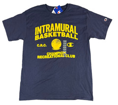 Champion Intramural Basketball Graphic Tee Men’s Medium Navy Yellow CRC Logo NWT
