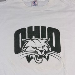 Vintage Delta Mens XXL Ohio Bobcats Long Sleeve T-Shirt White Graphic Cotton Tee