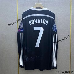 Ronaldo #7 Real Madrid 2014/2015 UCL Long Sleeve Black Jersey Dragon L
