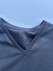 Spanx Cotton Compression Black V Neck Shirt sz L