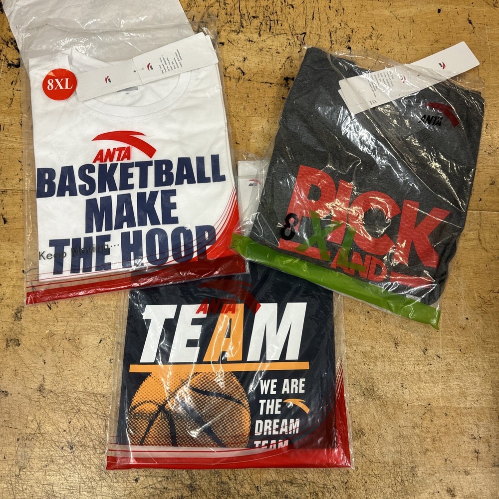 BRAND NEW! set of 3 ANTA BASKETBALL T SHIRTS 8XL ASIAN size 5XL USA NBA GARNETT