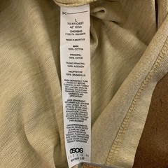 Asos Mens Large Beige Cotton Classic Crew Neck Short Sleeve T-Shirt NWOT