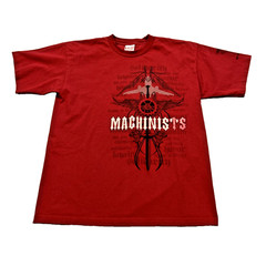 Machinists Union Logo T-Shirt XL First in Aerospace IAM Bayside USA Red Cotton