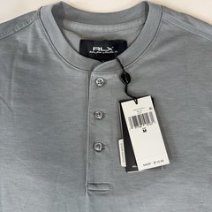 NWT RLX Ralph Lauren Men’s Size M Grey Henley Long Sleeve Shirt Performance