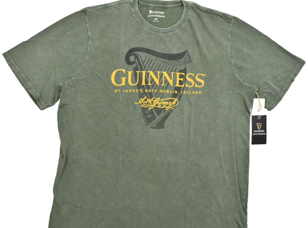 Lucky Brand Men’s Guinness Harp Tee Short Sleeve Green Crew Neck Size 3XLT NEW