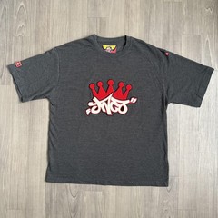 JNCO Jeans Shirt Mens XL Gray Crown Graffiti Logo Graphic T-Shirt Tee Y2K Street