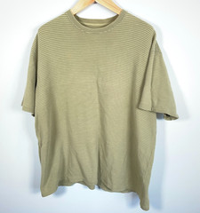 Y2K Oversized T-Shirt Men’s XL Green Textured Stripe Pattern Skater Breakwater