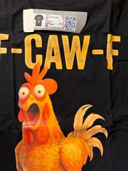 Funny F-CAW-F Rooster Graphic Men’s XL T-Shirt Black New Nice Humorous Hilarious