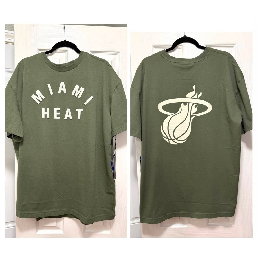Mens 2XL Miami Heat Fanatics Super Soft Olive Green Elements T Shirt XXL New