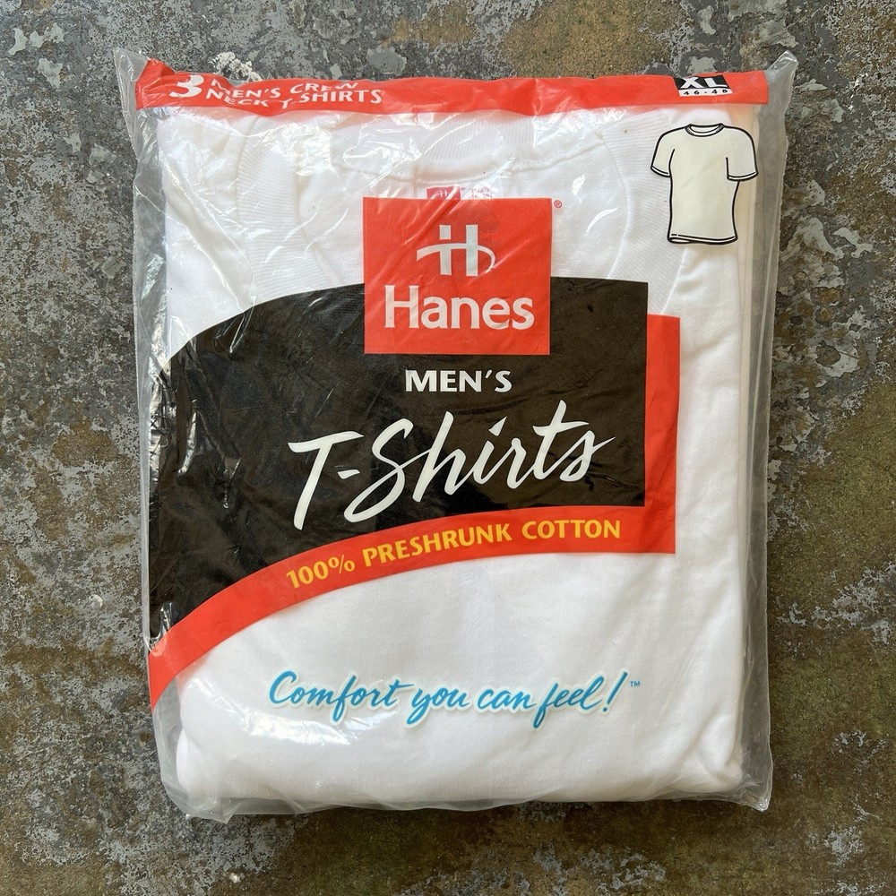 Vintage 1997 Hanes Men’s Comfort T Shirts Size XL Pack of 3 Crew Neck White