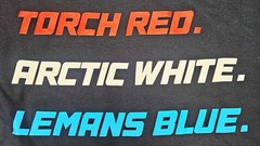 Corvette Themed T-shirt; Red, White and Blue; Torch Red, Arctic White and Lemans