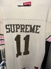Supreme Men’s White Studded Logo Graphic Cotton Knit Crewneck T-Shirt L