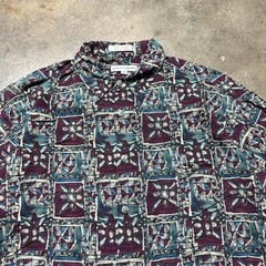 1990s Pierre Cardin Funky Rayon Abstract Disco Button Up Shirt Medium MOD