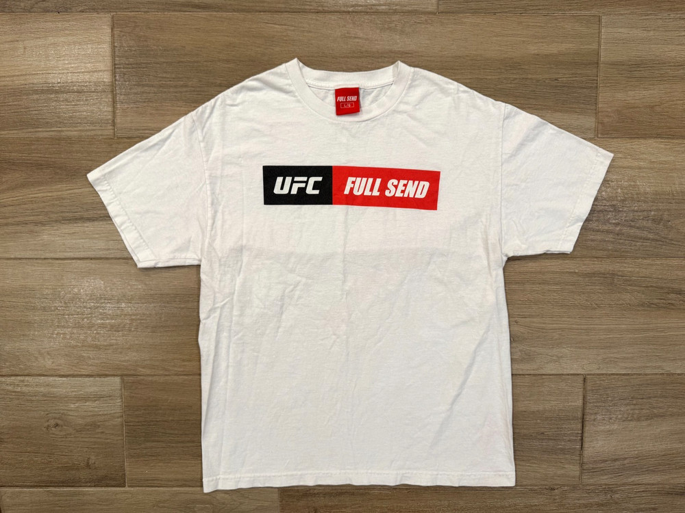 UFC x Full Send Men’s T-Shirt LARGE White Fighting Streetwear Nelk Boys Outdoor