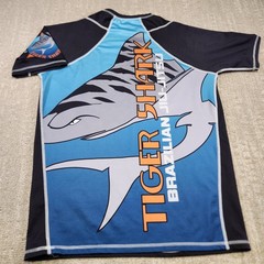 Tiger Shark Brazilian Jiu Jitsu Rash Guard Men Large Gameness Black Big Logo USA