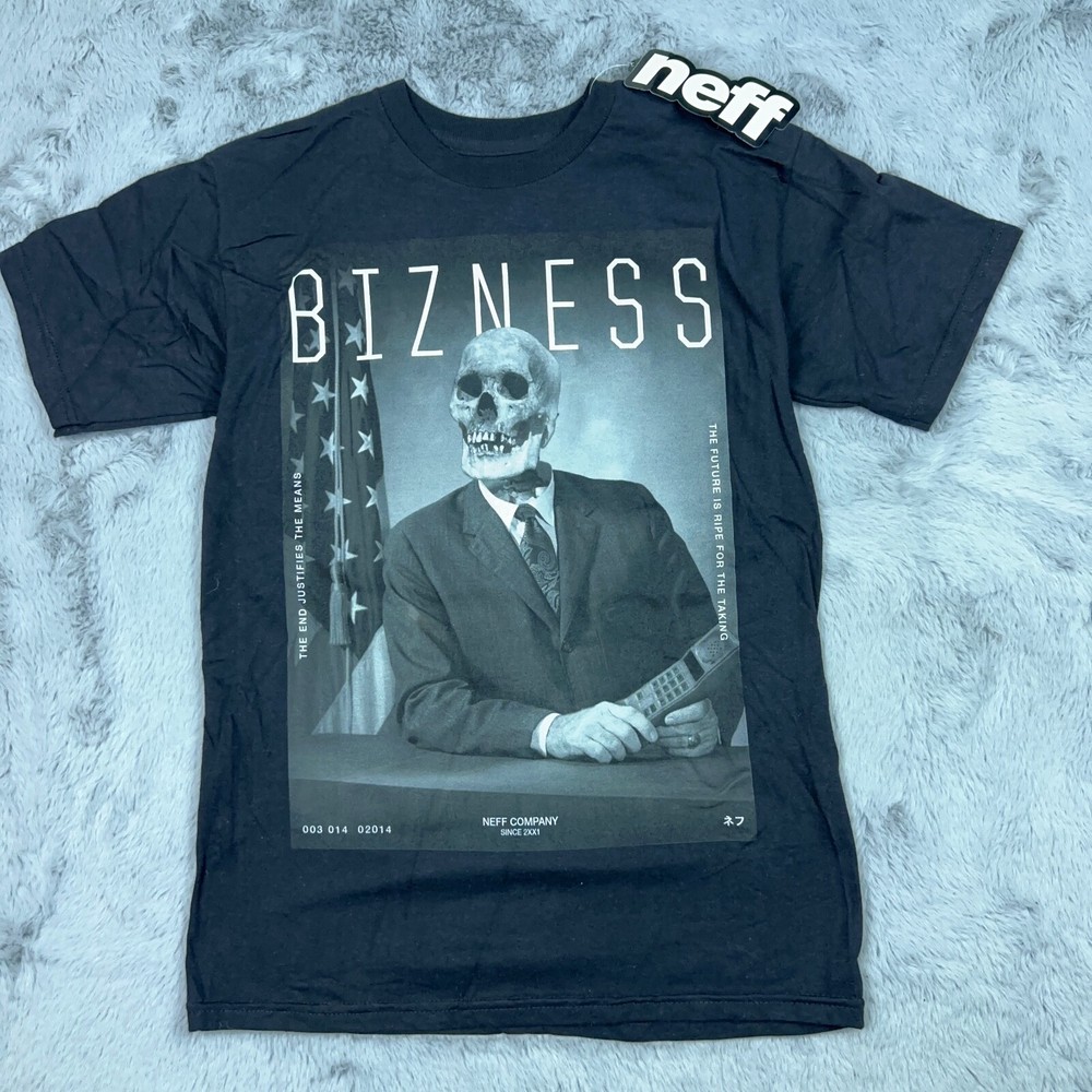 Neff Shirt Mens Black Small Bizness Short Sleeve Casual Streetwear