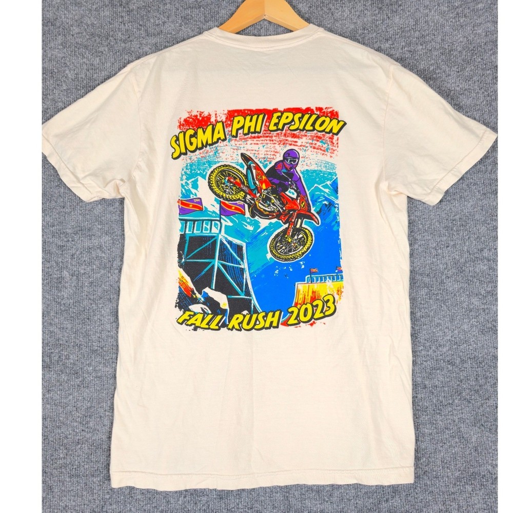 Comfort Colors Sigma Phi Epsilon Fall Rush 2023 Motorcycle T Shirt Mens Medium