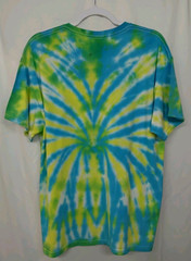 New Tie Dye Men’s T-Shirt Blue Green Adult Large Multicolor Summer Spider