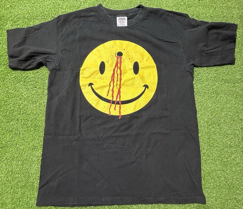 Vintage Bullet Hole Smiley Face Wild Oats Headshot T-Shirt Mens XL Single Stitch