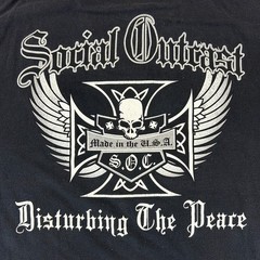 VINTAGE Social Outcast Shirt Mens L Black Iron Cross Skater Streetwear 90s Y2K