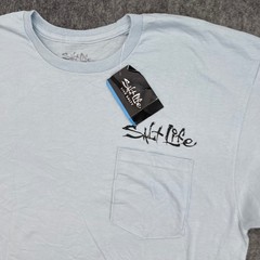 Salt Life Shirt Mens Large Hook Line and Sinker Pocket Blue NEW