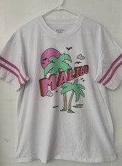 Mighty Fine MALIBU California Beach Palm Tree Cotton T Shirt Men’s S Oversize